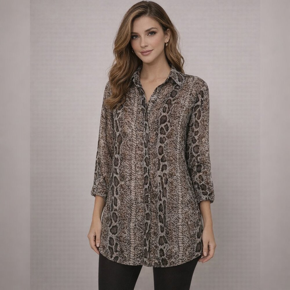 🐍 Vero Moda Semi-Sheer Snake Print Shirt (Size M)